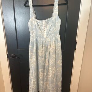 O.P.T. Blue Floral Linen Dress